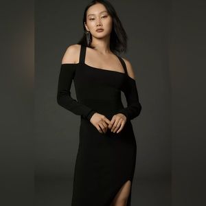 By Anthropologie Long-Sleeve Square-Neck Slim Knit Midi Dress